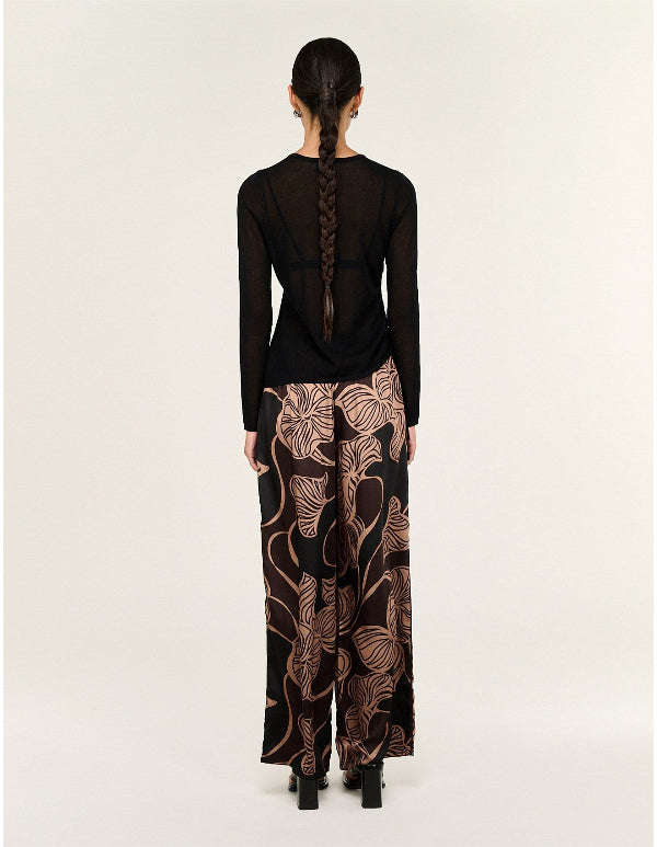 Ulla Drawstring Pants Leaf Abstract
