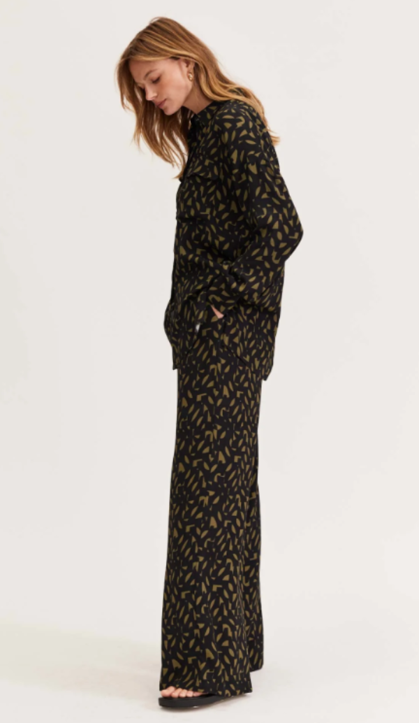 Staple The Label Zadie Wide Leg Pants Khaki/Black Geo