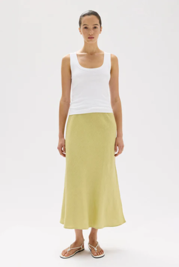 Stella Linen Bias Skirt Pear