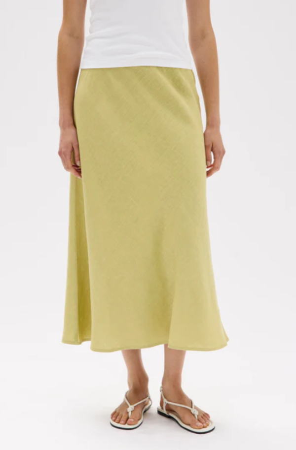 Stella Linen Bias Skirt Pear