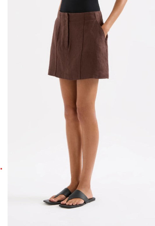 Theo Linen Skirt Chocolate