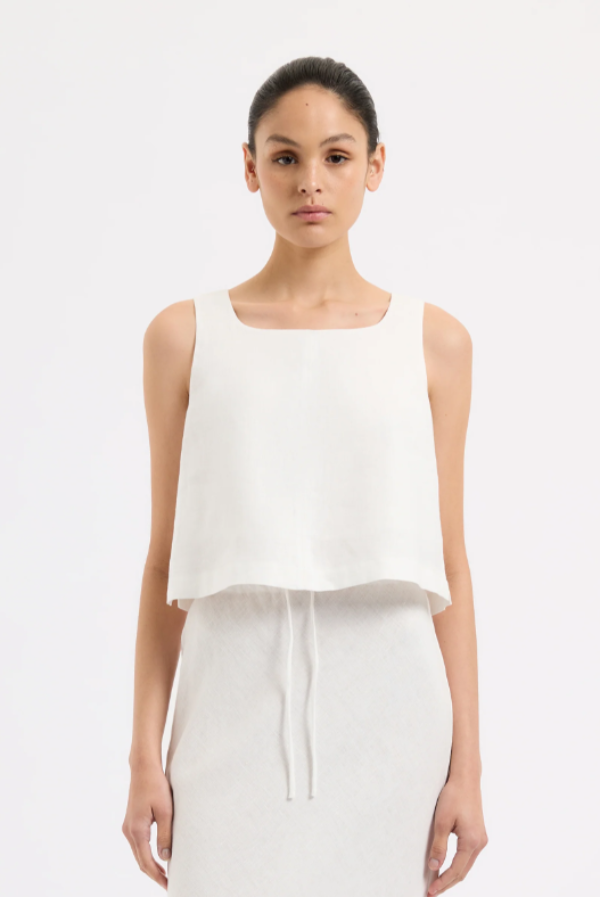 Thilda Linen Top White