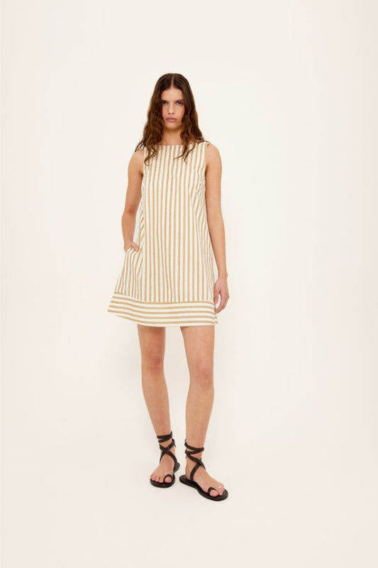 Zahara Mini Dress Tan Stripe