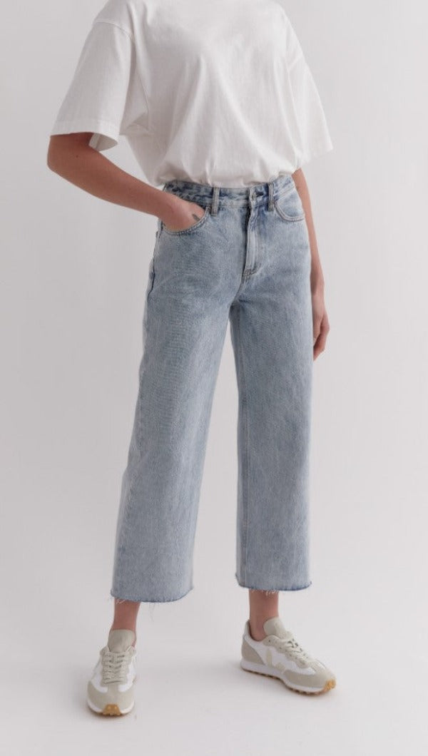 Assembly Label High Waist Cropped Jean Super Light Indigo