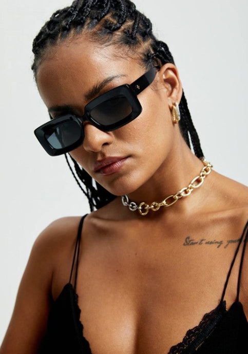 Peta + Jain Blurred Rectangle Sunglasses Black/Black