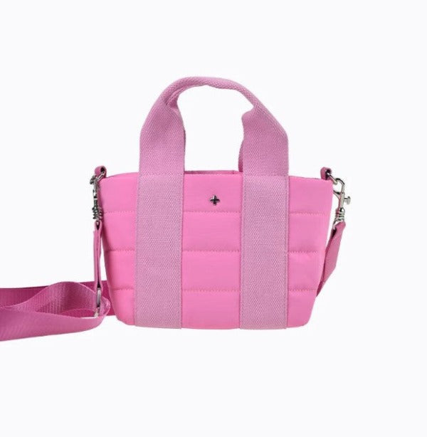 Peta + Jain Envy Quilted Nylon Bag with X Body Strap Pink Silver