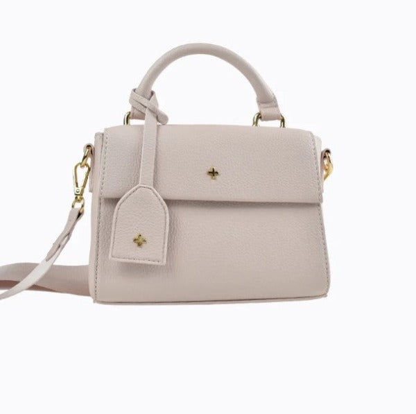 Peta Jain Hadid Flapover Bag with Tag Webbing Strap Nude Pebble