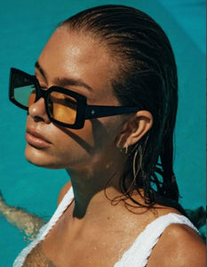 Peta + Jain Lopez Sunglasses Black Frame Yellow Lens