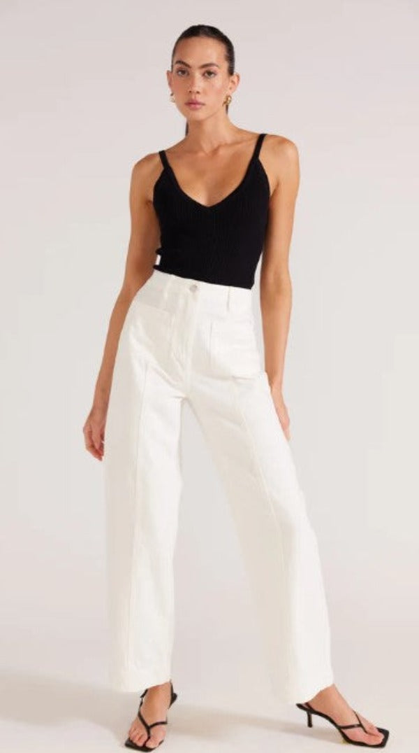 Staple the Label Lexi Wide Leg Jeans Off White